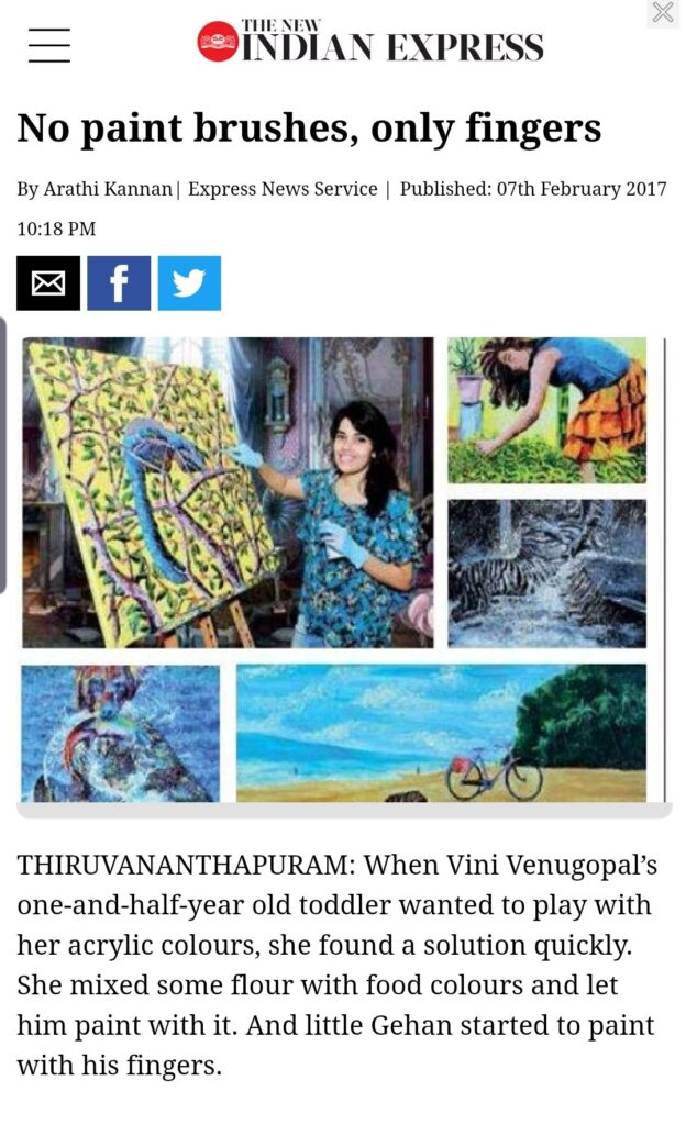 vinivfingerpaintings Indian express newspaper